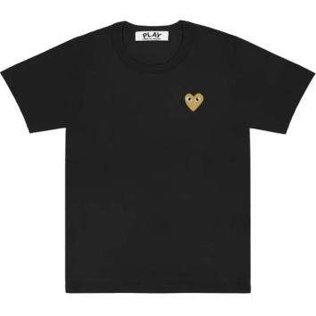 【PLAY COMME des GARCONS】T-SHIRT GOLD EMBLEM GOLD HEART【BLK】