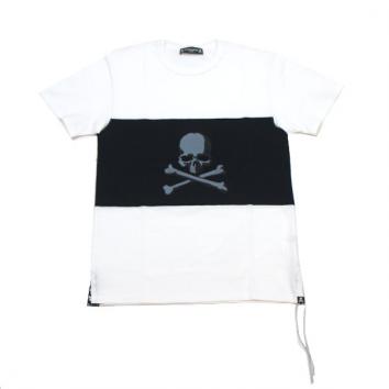 【mastermind JAPAN-マスターマインド ジャパン】天竺 レギュラーフィット 切替 Tシャツ【WHT×BLK】