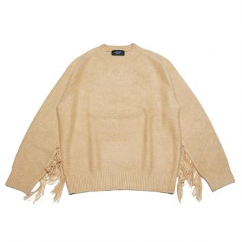 【UNUSED - アンユーズド】5G fringe crewneck sweater【BEG】