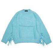 【UNUSED - アンユーズド】5G fringe crewneck sweater【SAX】
