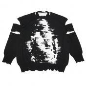 【TheSoloist-ソロイスト】loose fit crew neck sweater.(©joseph szabo)【BLK×WHT】