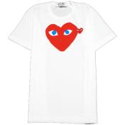 【PLAY COMME des GARCONS】T-SHIRT RED EMBLEM RED HEART BLUE EYE【WHT】
