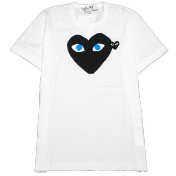 【PLAY COMME des GARCONS】T-SHIRT BLACK EMBLEM BLACK HEART BLUE EYE【WHT】