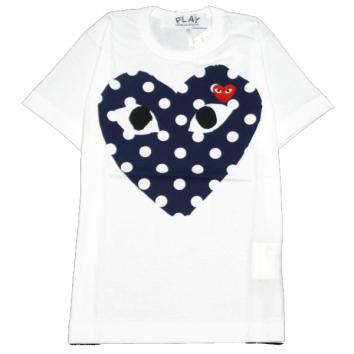 【PLAY COMME des GARCONS】T-SHIRT RED EMBLEM ドット柄【WHT】