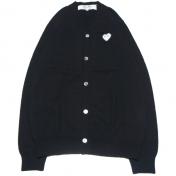 【PLAY COMME des GARCONS】PLAY WHITE HEART CARDIGAN【BLK】