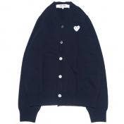 【PLAY COMME des GARCONS】PLAY WHITE HEART CARDIGAN【NAVY】