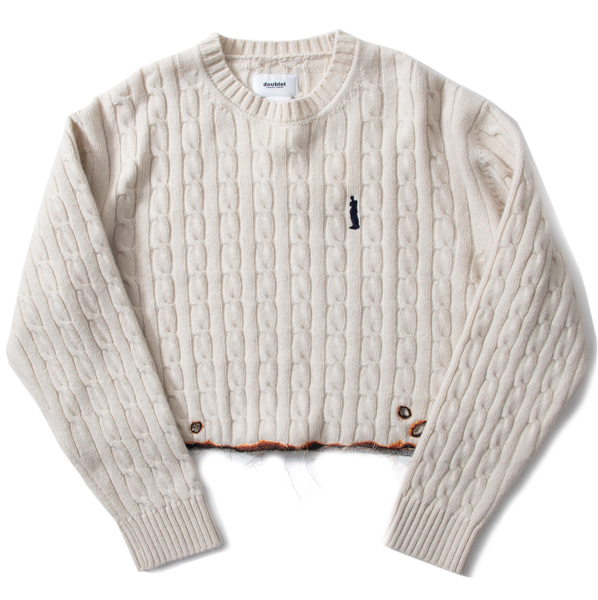 【doublet/ダブレット】BURNIG EMBROIDERY KNIT PULLOVER【IVO】