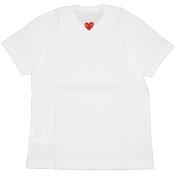 PLAY COMME des GARCONS】 T-SHIRT RED EMBLEM BACK RED HEART【WHT】