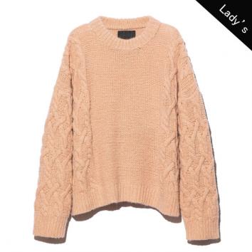【UNUSED - アンユーズド】Lady's Cable Hand Knit【P.BEG】