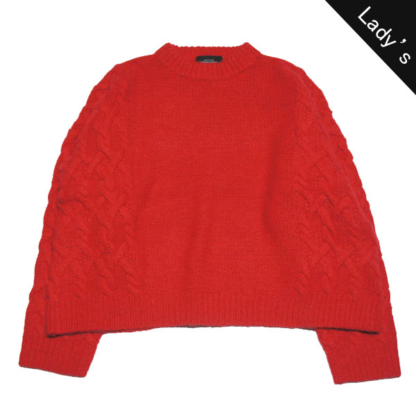 【UNUSED - アンユーズド】Lady's Cable Hand Knit【RED】