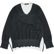 【UNDERCOVER-アンダーカバー】【Lady's】転写プリント裏毛裾タックVネックPO へリンボン【BLK ST】【販売方法指定商品】