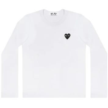 【PLAY COMME des GARCONS】PLAY　胸ワンポイント BLACK HEARTロゴ L/S T-SHIRT【WHT】