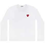 【PLAY COMME des GARCONS】PLAY　胸ワンポイントHEARTロゴ L/S T-SHIRT【WHT】