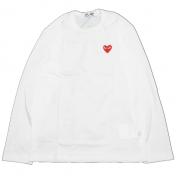 【PLAY COMME des GARCONS】PLAY　胸ワンポイントHEARTロゴ L/S T-SHIRT【WHT】