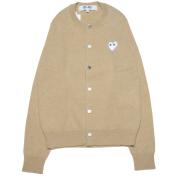 【PLAY COMME des GARCONS】WHITE HEART LADIES CARDIGAN NATURAL COLOR