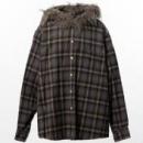 【KAMIYA-カミヤ】Fur-Trimmed Hooded Check Shirt【BRW】