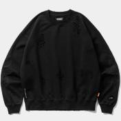 【TIGHTBOOTHPRODUCTION-タイトブースプロダクション】DAMAGE CREW SWEAT (TIGHTBOOTH x DELUXE)【BLK】