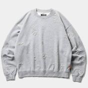 【TIGHTBOOTHPRODUCTION-タイトブースプロダクション】DAMAGE CREW SWEAT (TIGHTBOOTH x DELUXE)【GRY】