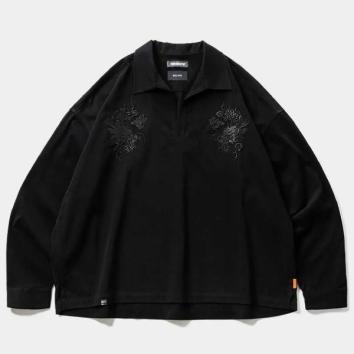 【TIGHTBOOTHPRODUCTION-タイトブースプロダクション】FLANNEL SKIPPER SHIRT (TIGHTBOOTH x DELUXE)【BLK】