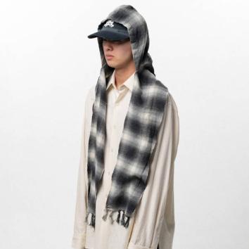 【KAMIYA-カミヤ】Hooded Checked Stole