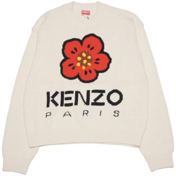 【KENZO-ケンゾー】'BOKE FLOWER' コットンニット【O.WHT】