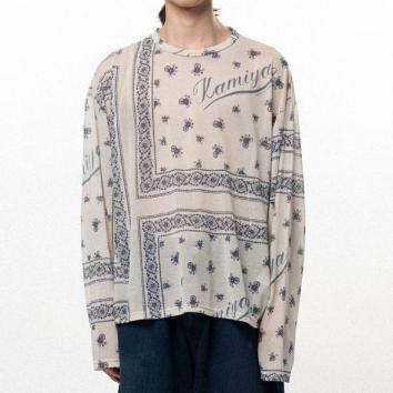 【KAMIYA-カミヤ】Bandana Print Sheer Jersey L/S Tee【BLUE】