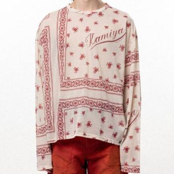 【KAMIYA-カミヤ】Bandana Print Sheer Jersey L/S Tee【RED】