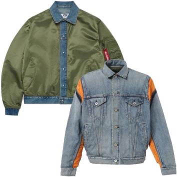 【eYe JUNYAWATANABE MAN-ジュンヤワタナベマン アイ】ナイロンツイル×綿デニム ALPHA MA-1カスタマイズ リバーシブルJKT