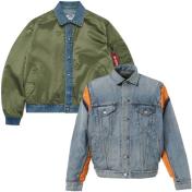 【eYe JUNYAWATANABE MAN-ジュンヤワタナベマン アイ】ナイロンツイル×綿デニム ALPHA MA-1カスタマイズ リバーシブルJKT