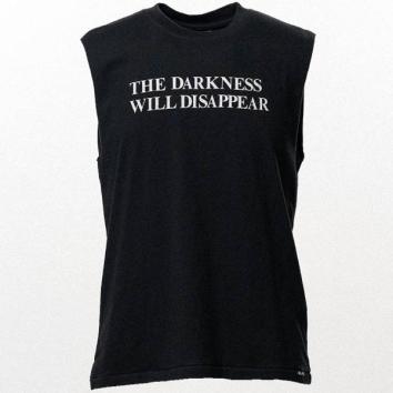 【KAMIYA-カミヤ】Typography Print Sleeveless T-shirt【BLK】