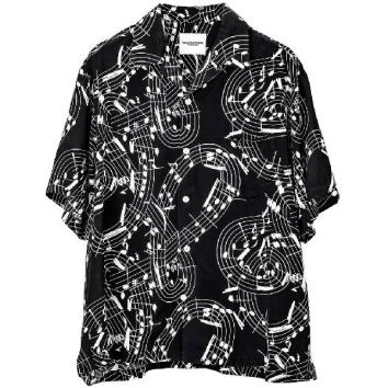 【TheSoloist-ソロイスト】hawaiian shirt.(music note)【BLK】