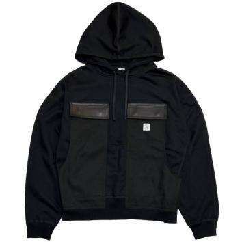 【eYe JUNYAWATANABE MAN-ジュンヤワタナベマン アイ】綿裏毛×綿ダック×牛革 reigning champフーディー