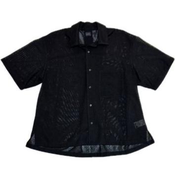 【MAYKAM-メイカム】WIND MESH OPENCOLLAR SHIRT【BLK】