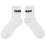 【TANGRAM-タングラム】SLANT LOGO SHORT SOX【WHT】