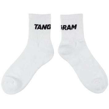 【TANGRAM-タングラム】SLANT LOGO SHORT SOX【WHT】