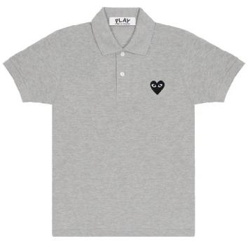 【PLAY COMME des GARCONS】POLO SHIRT BLACK EMBLEM BLACK HEART【GRY】