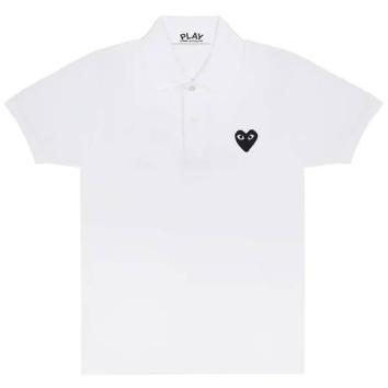 【PLAY COMME des GARCONS】POLO SHIRT BLACK EMBLEM BLACK HEART【WHT】