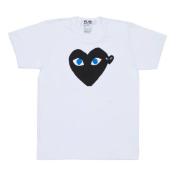 【PLAY COMME des GARCONS】T-SHIRT BLACK EMBLEM BLACK HEART BLUE EYE【WHT】