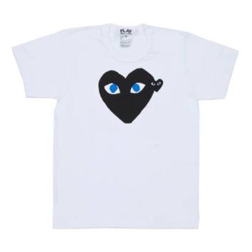 【PLAY COMME des GARCONS】T-SHIRT BLACK EMBLEM BLACK HEART BLUE EYE【WHT】