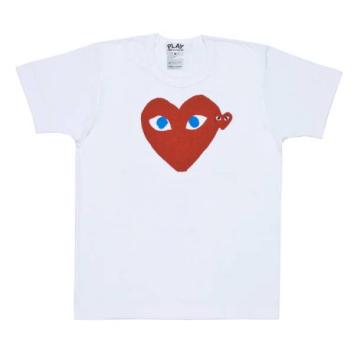 【PLAY COMME des GARCONS】T-SHIRT RED EMBLEM RED HEART BLUE EYE【WHT】