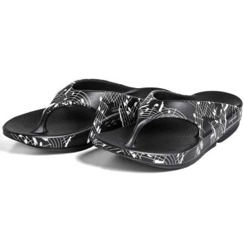 【TheSoloist-ソロイスト】OOFOS flip-flop.(music note)【BLK】
