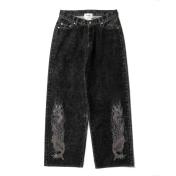 【doublet/ダブレット】FLOCKED DENIM EMBROIDERED PANTS【BLK】