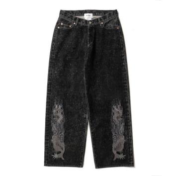 【doublet/ダブレット】FLOCKED DENIM EMBROIDERED PANTS【BLK】