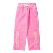 【doublet/ダブレット】FLOCKED DENIM EMBROIDERED PANTS【PINK】
