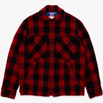 【JUNYAWATANABE MAN-ジュンヤワタナベマン】ウールチェック 製品縮絨 FILSON Wネーム ZIPブルゾン【赤/黒】