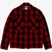 【JUNYAWATANABE MAN-ジュンヤワタナベマン】ウールチェック 製品縮絨 FILSON Wネーム ZIPブルゾン【赤/黒】