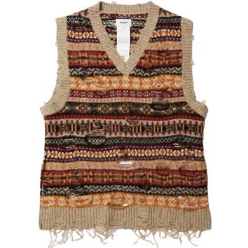 【doublet/ダブレット】OVERSIZED FAIR-ISLE KNIT VEST【BEG】