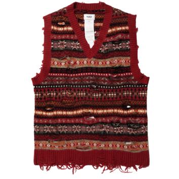 【doublet/ダブレット】OVERSIZED FAIR-ISLE KNIT VEST【RED】