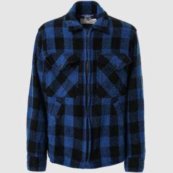 【JUNYAWATANABE MAN-ジュンヤワタナベマン】ウールチェック 製品縮絨 FILSON Wネーム ZIPブルゾン【青/黒】