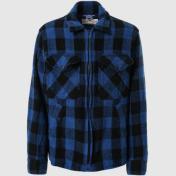 【JUNYAWATANABE MAN-ジュンヤワタナベマン】ウールチェック 製品縮絨 FILSON Wネーム ZIPブルゾン【青/黒】